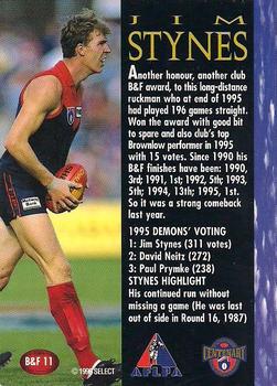 1996 Select AFL - Best & Fairest #B&F11 Jim Stynes Back